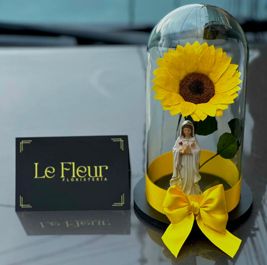 Girasol Preservado + Santo A Color 🌻 Con 5 Años De Duración