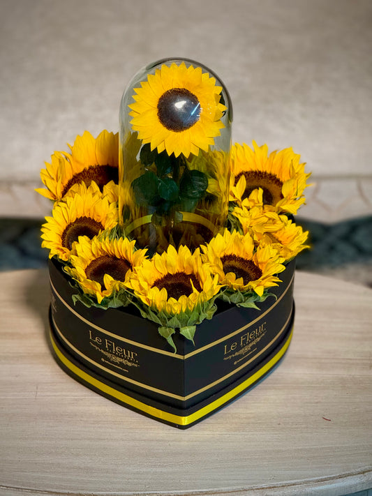 Corazon 12 Girasoles Grande 🌻 + Girasol Preservado