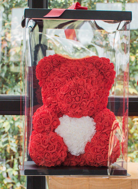 Oso Teddy Rojo 40 Cm 🧸 De Rosas Hechos a Mano