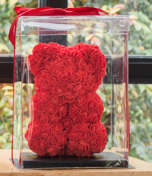 Oso Teddy 25 Cm Rojo 🧸 De Rosas Hechos a Mano