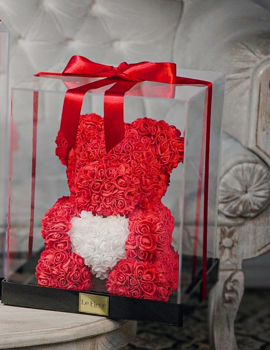 Oso Teddy 40 Cm Caja Acrilica 🧸 De Rosas Hechos a Mano