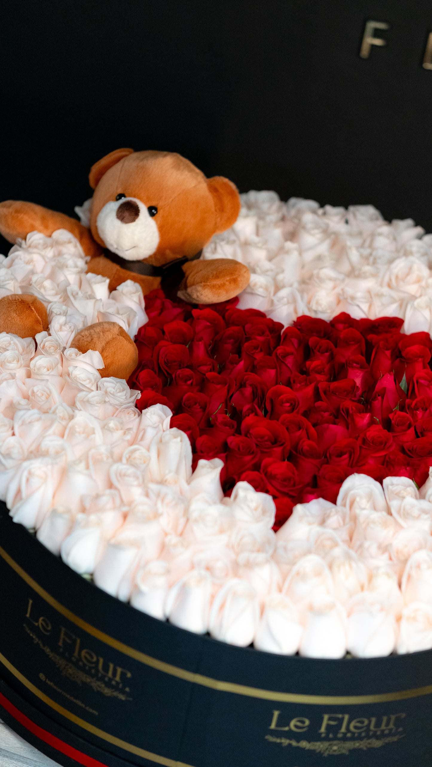 Cilindro Gigante con 300 Rosas + Peluche