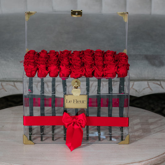 Baúl Acrilico Con 50 Rosas Con mas de 5 años de duración rectangular🌹