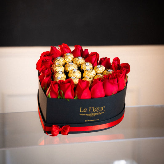 Corazon Borde De 20 Rosas 🌹 + 15 Ferrero 🍫